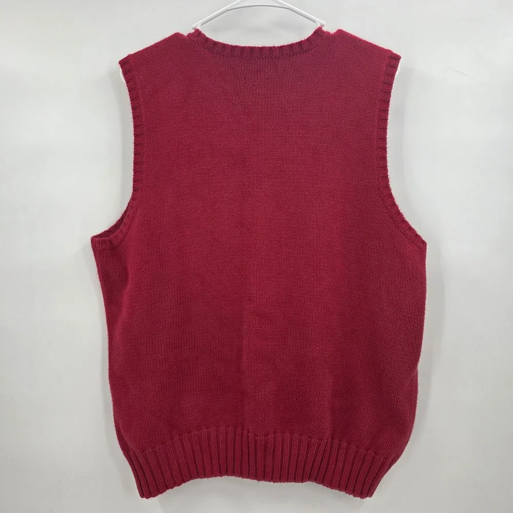 VINTAGE 90S POLO RALPH LAUREN SWEATER VEST MENS LARGE RED BLUE PONY VNECK COTTON